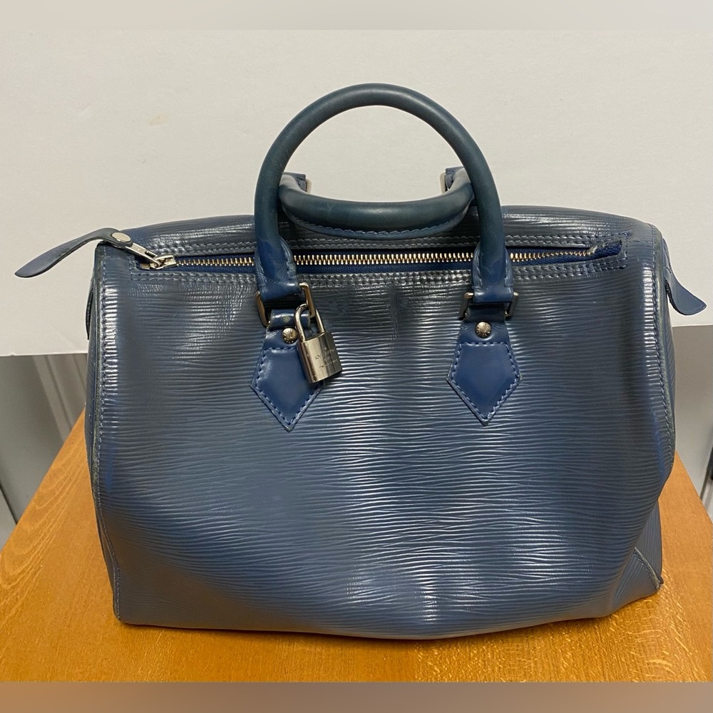 Louis Vuitton Speedy Epi Blue Handbag